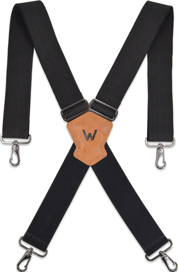 Welkinland 2Inch Heavy-Duty Suspenders w/ Hooks-Gift packed, Adjustable and Wide, Black - Welkinland