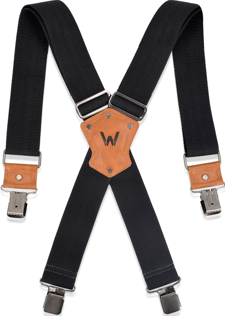 Welkinland 2-Inch Work Suspenders With Clips, Gift packed, Heavy-duty, Black - Welkinland