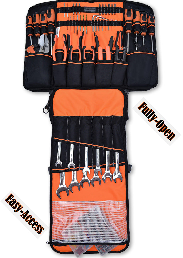 Welkinland Full-Open Tool Bag Backpack-Durable, Gift Packed, Black with Orange - Welkinland