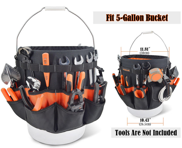Welkinland 5-Gallon Bucket Organizer-Gift Packed, Black with Orange - Welkinland