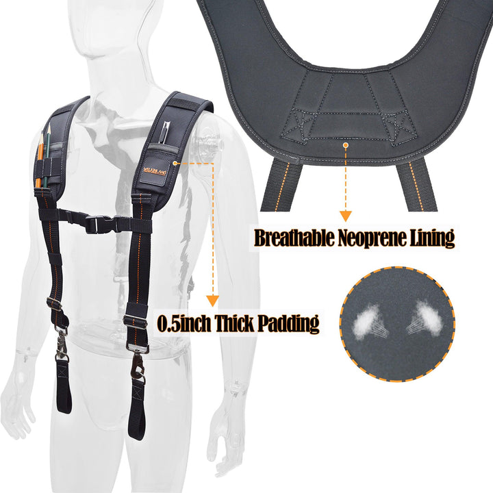 Welkinland Tool belt suspenders-Gift Packed, Black with Orange - Welkinland