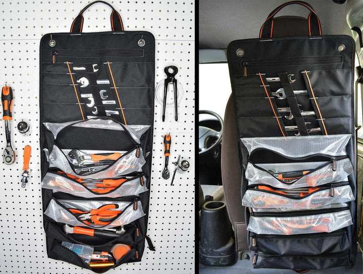 Welkinland 13-Pockets Tool Roll -Gift Packed, Black with Orange - Welkinland