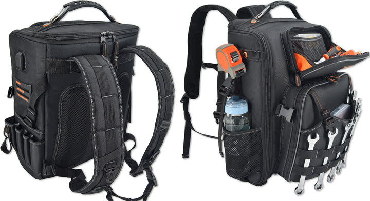 Welkinland Full-Open Tool Bag Backpack-Durable, Gift Packed, Black with Orange - Welkinland