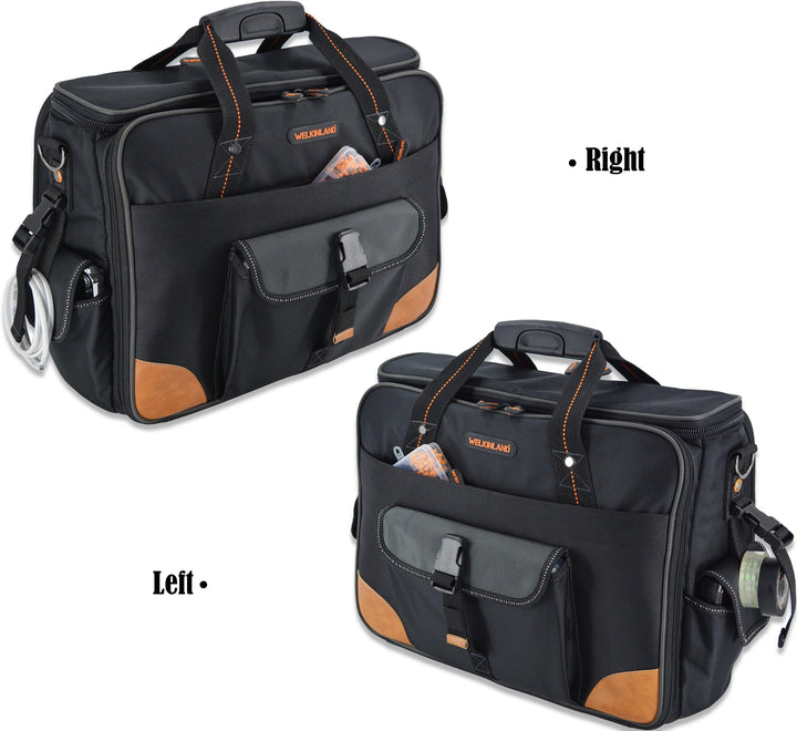 Welkinland 88-Pockets Electrician Tool Bag-16Inch, Gift Packed, Black with Orange - Welkinland