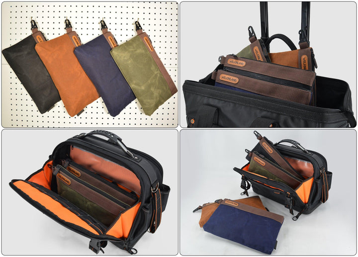 Welkinland 4PCS-Pack Canvas Tool Pouches-12-Inch Gift Packed, Blue, Brown, Black, Blue - Welkinland