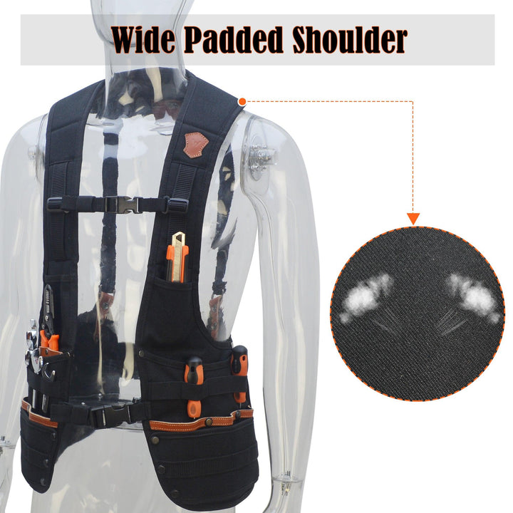 Welkinland Heavy-Duty Leather Tool Vest, 3pcs set including Tool pouch and drill hook - Welkinland