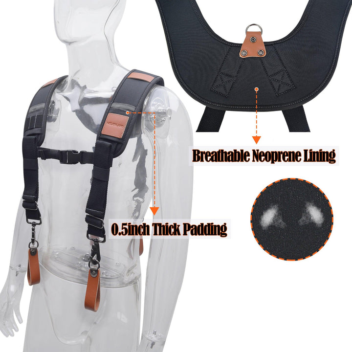 Welkinland Heavy-Duty Leather Tool Belt Suspenders-Gift Packed, Brown with Black - Welkinland
