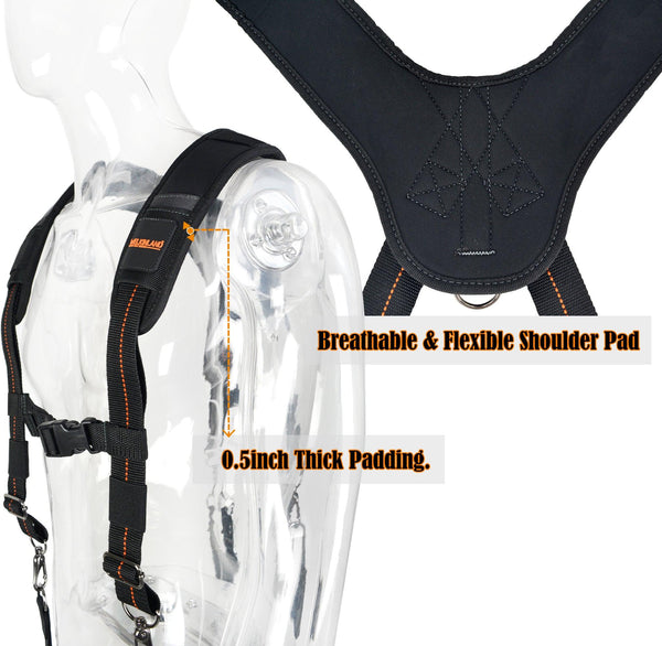 Welkinland Tool belt suspenders w/ Magnetic Wristband-Gift Packed, Black with Orange - Welkinland