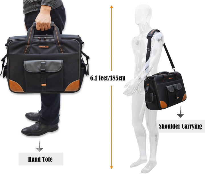 Welkinland 88-Pockets Electrician Tool Bag-16Inch, Gift Packed, Black with Orange - Welkinland