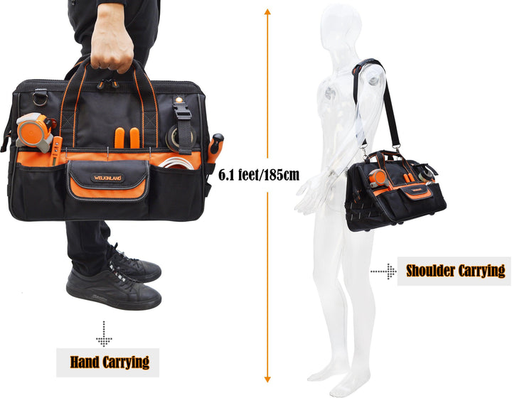 Welkinland 34-Pockets Tools Bag-16Inch, Gift Packed, Black with Orange - Welkinland