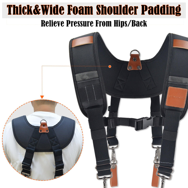 Welkinland Heavy-Duty Leather Tool Belt Suspenders-Gift Packed, Brown with Black - Welkinland