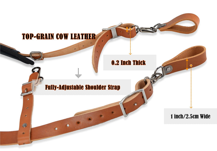 Welkinland Leather Tool Suspenders For Carpenter-Gift Packed, Brown with Black - Welkinland