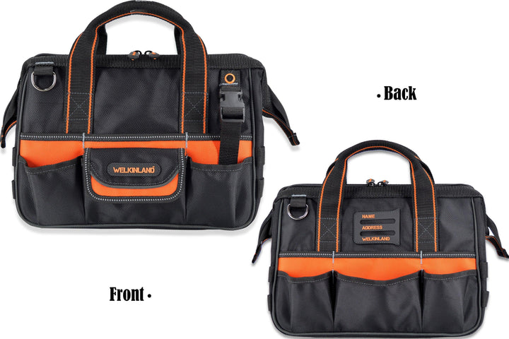 Welkinland 13-Inch Tool Bag, Heavy-Duty, Gift Packed, Black with Orange - Welkinland