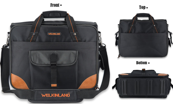Welkinland 88-Pockets Electrician Tool Bag-16Inch, Gift Packed, Black with Orange - Welkinland