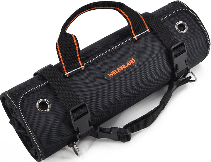 Welkinland 13-Pockets Tool Roll -Gift Packed, Black with Orange - Welkinland