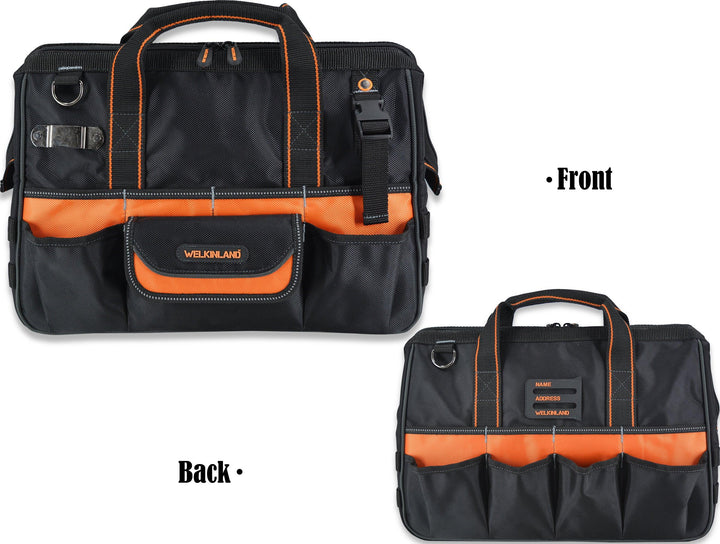 Welkinland 34-Pockets Tools Bag-16Inch, Gift Packed, Black with Orange - Welkinland
