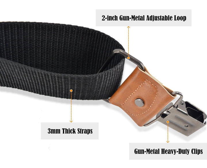 Welkinland 2-Inch Work Suspenders With Clips, Gift packed, Heavy-duty, Black - Welkinland