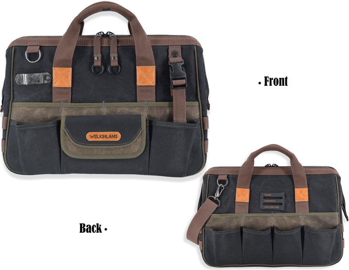 Welkinland 32-Pockets Wax-Canvas Tool Bag-16Inch-Gift Packed - Welkinland