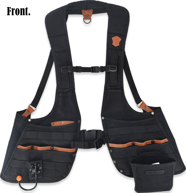 Welkinland Heavy-Duty Leather Tool Vest, 3pcs set including Tool pouch and drill hook - Welkinland