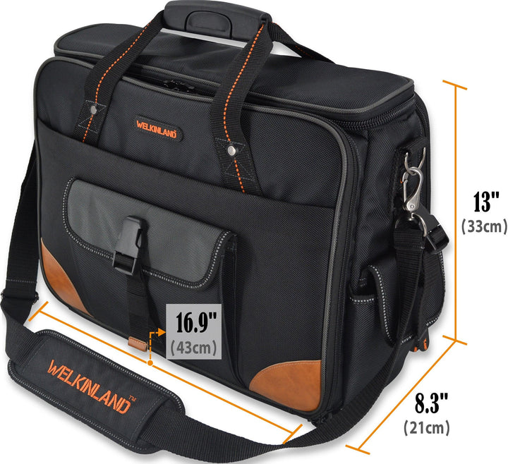 Welkinland 88-Pockets Electrician Tool Bag-16Inch, Gift Packed, Black with Orange - Welkinland