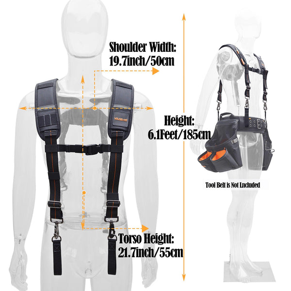 Welkinland Tool belt suspenders-Gift Packed, Black with Orange - Welkinland