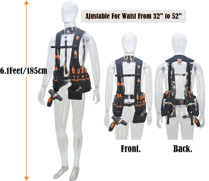 Welkinland Heavy-Duty Leather Tool Vest, 3pcs set including Tool pouch and drill hook - Welkinland
