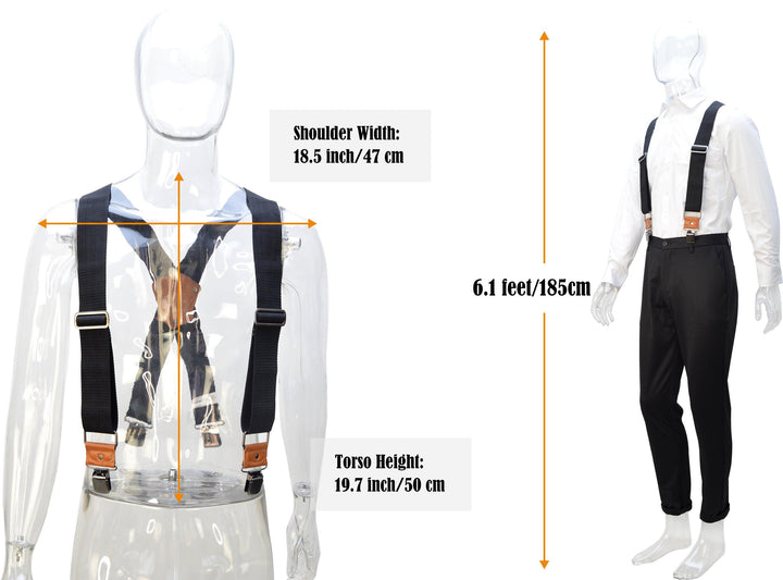 Welkinland 2-Inch Work Suspenders With Clips, Gift packed, Heavy-duty, Black - Welkinland