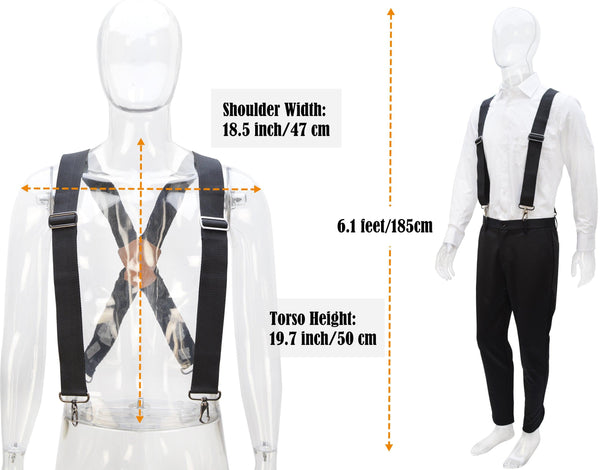 Welkinland 2Inch Heavy-Duty Suspenders w/ Hooks-Gift packed, Adjustable and Wide, Black - Welkinland