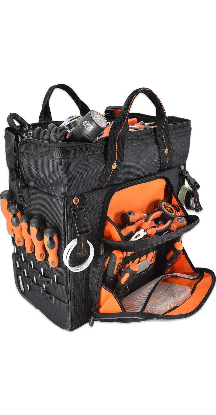 Welkinland 46Pockets Rolling Tool Bag-26Inch tool bag with trolley, Black with Orange - Welkinland