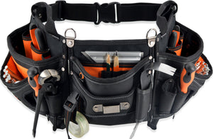 Welkinland 18-Pockets Carpenter Tool Belt for 29-48 Inch waist, Gift Packed, Black with Orange - Welkinland