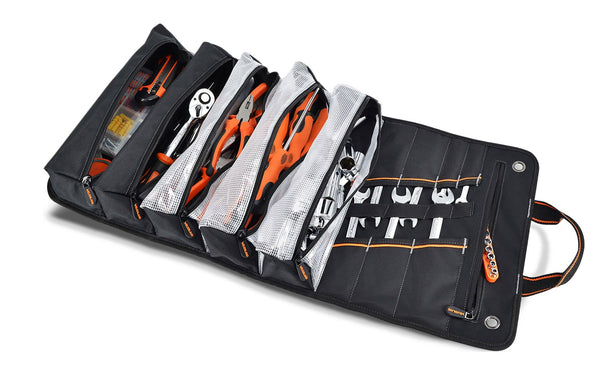 Welkinland 13-Pockets Tool Roll -Gift Packed, Black with Orange - Welkinland