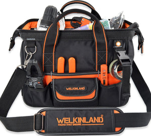 Welkinland 13-Inch Tool Bag, Heavy-Duty, Gift Packed, Black with Orange - Welkinland