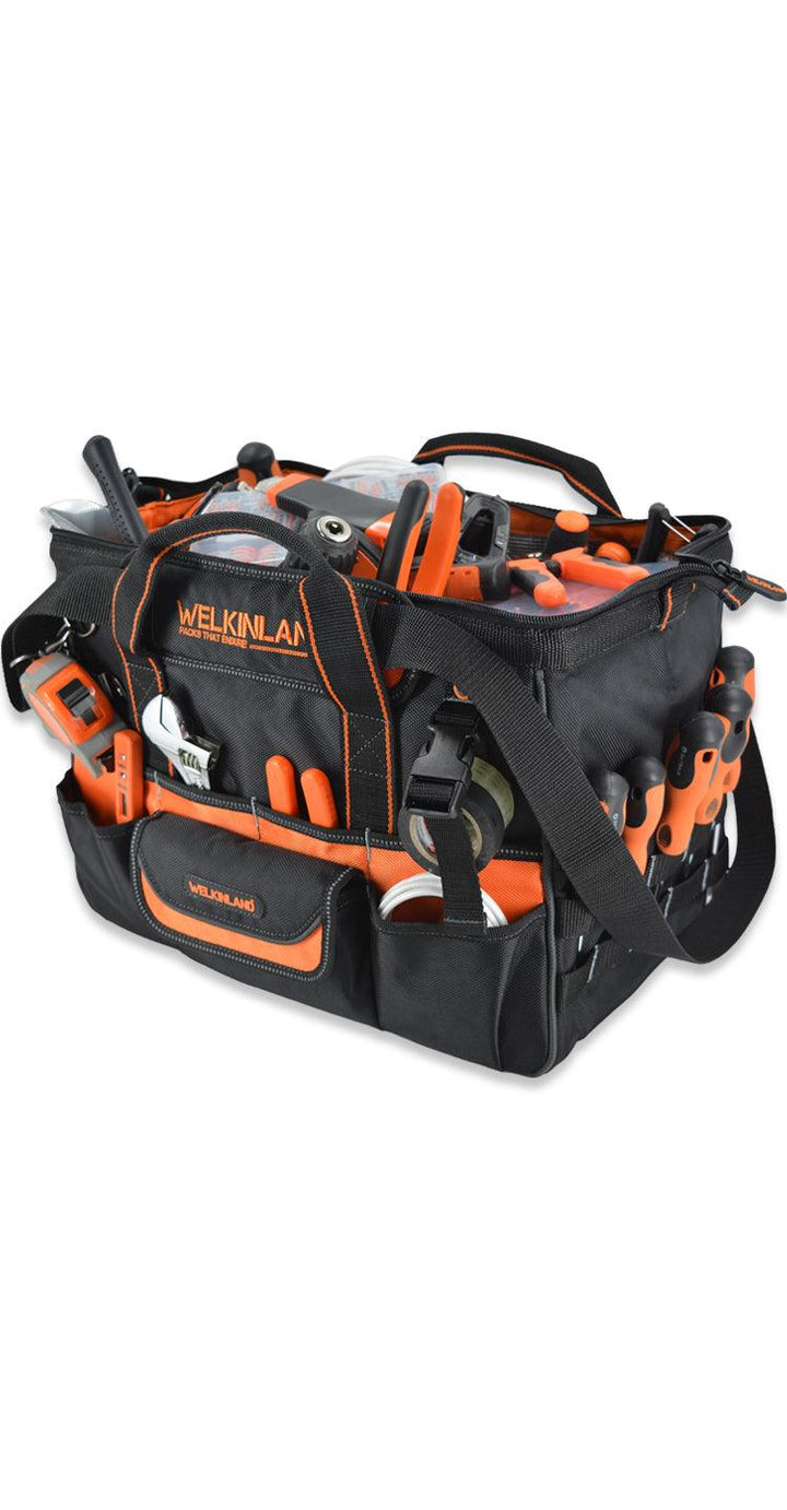 Welkinland 34-Pockets Tools Bag-16Inch, Gift Packed, Black with Orange - Welkinland