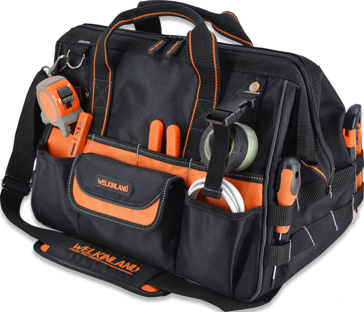 Welkinland 34-Pockets Tools Bag-16Inch, Gift Packed, Black with Orange - Welkinland
