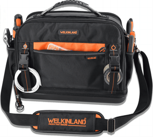 Welkinland 42-Pockets Hard-base Tools Bag-16Inch, Gift Packed, Black/Orange - Welkinland