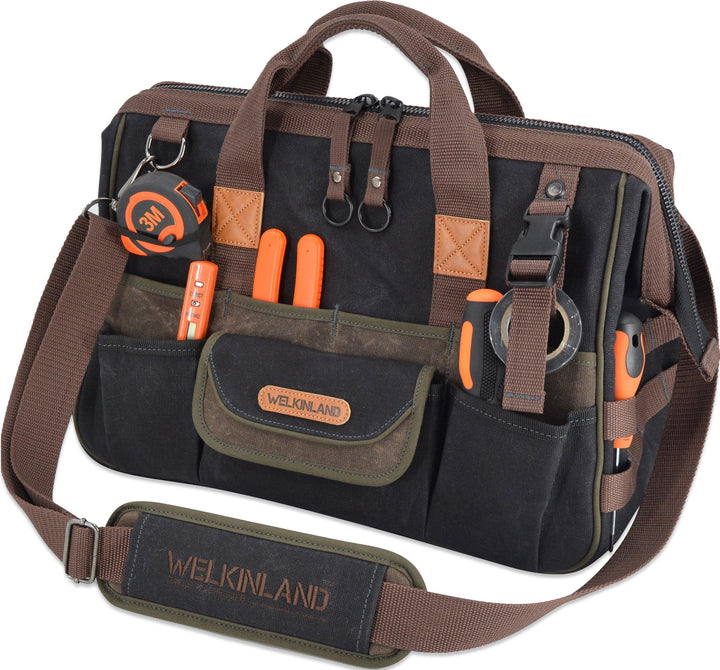 Welkinland 32-Pockets Wax-Canvas Tool Bag-16Inch-Gift Packed - Welkinland