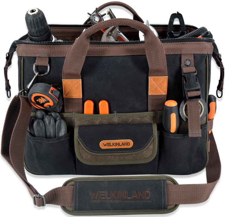 Welkinland 32-Pockets Wax-Canvas Tool Bag-16Inch-Gift Packed - Welkinland