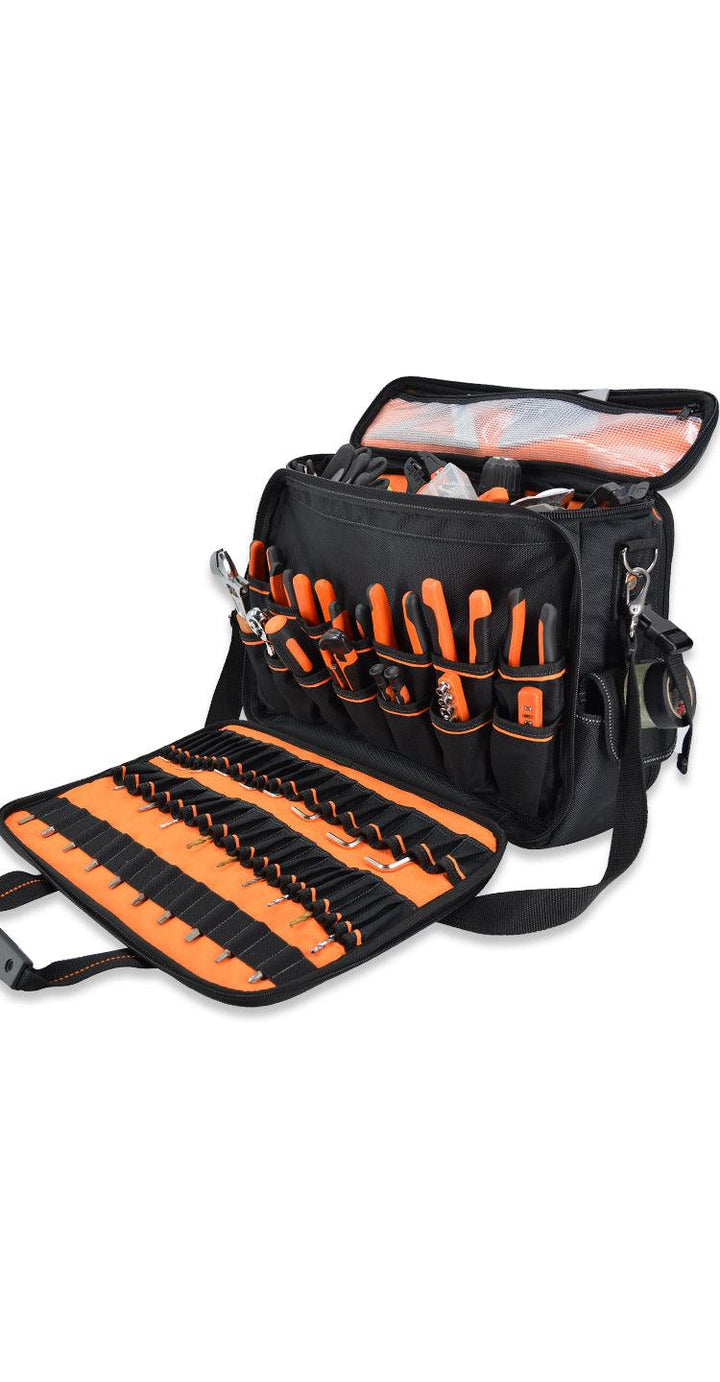 Welkinland 88-Pockets Electrician Tool Bag-16Inch, Gift Packed, Black with Orange - Welkinland