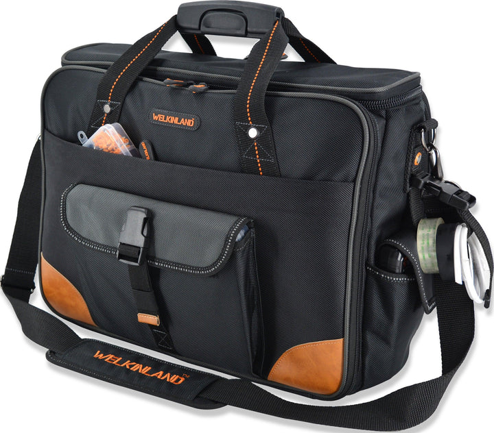 Welkinland 88-Pockets Electrician Tool Bag-16Inch, Gift Packed, Black with Orange - Welkinland