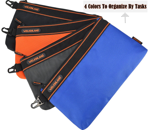 Welkinland 4PCS-Pack Tool Pouches-12-Inch, Gift Packed, Blue, Grey, Blue, Orange - Welkinland