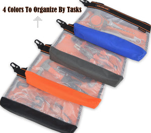 Welkinland 4PCS-Set Clear Tool Pouches-12-Inch, Gift Packed, Blue, Grey, Blue, Orange - Welkinland