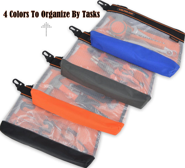 Welkinland 4PCS-Set Clear Tool Pouches-12-Inch, Gift Packed, Blue, Grey, Blue, Orange - Welkinland