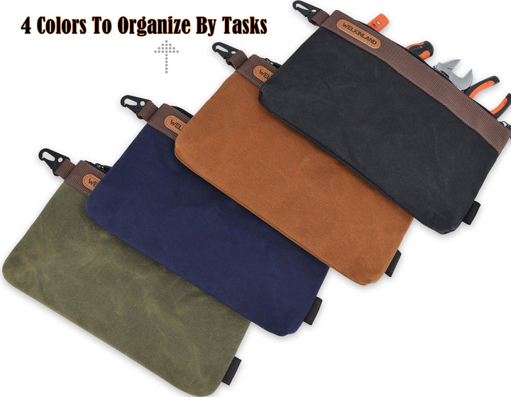 Welkinland 4PCS-Pack Canvas Tool Pouches-12-Inch Gift Packed, Blue, Brown, Black, Blue - Welkinland