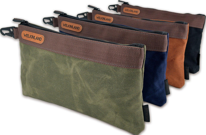 Welkinland 4PCS-Pack Canvas Tool Pouches-12-Inch Gift Packed, Blue, Brown, Black, Blue - Welkinland