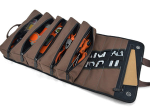 Welkinland Heavy-Duty Waxed-Canvas 15-Pockets Tool Roll-14Inch, WaterProof, Gift Packed, Black, Brown - Welkinland