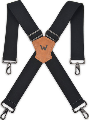 Welkinland 2Inch-Wide Full Elastic suspenders w/ Hooks-Gift packed, comfortable and durable, Black - Welkinland