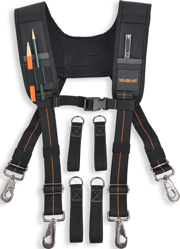 Welkinland Tool belt suspenders-Gift Packed, Black with Orange - Welkinland